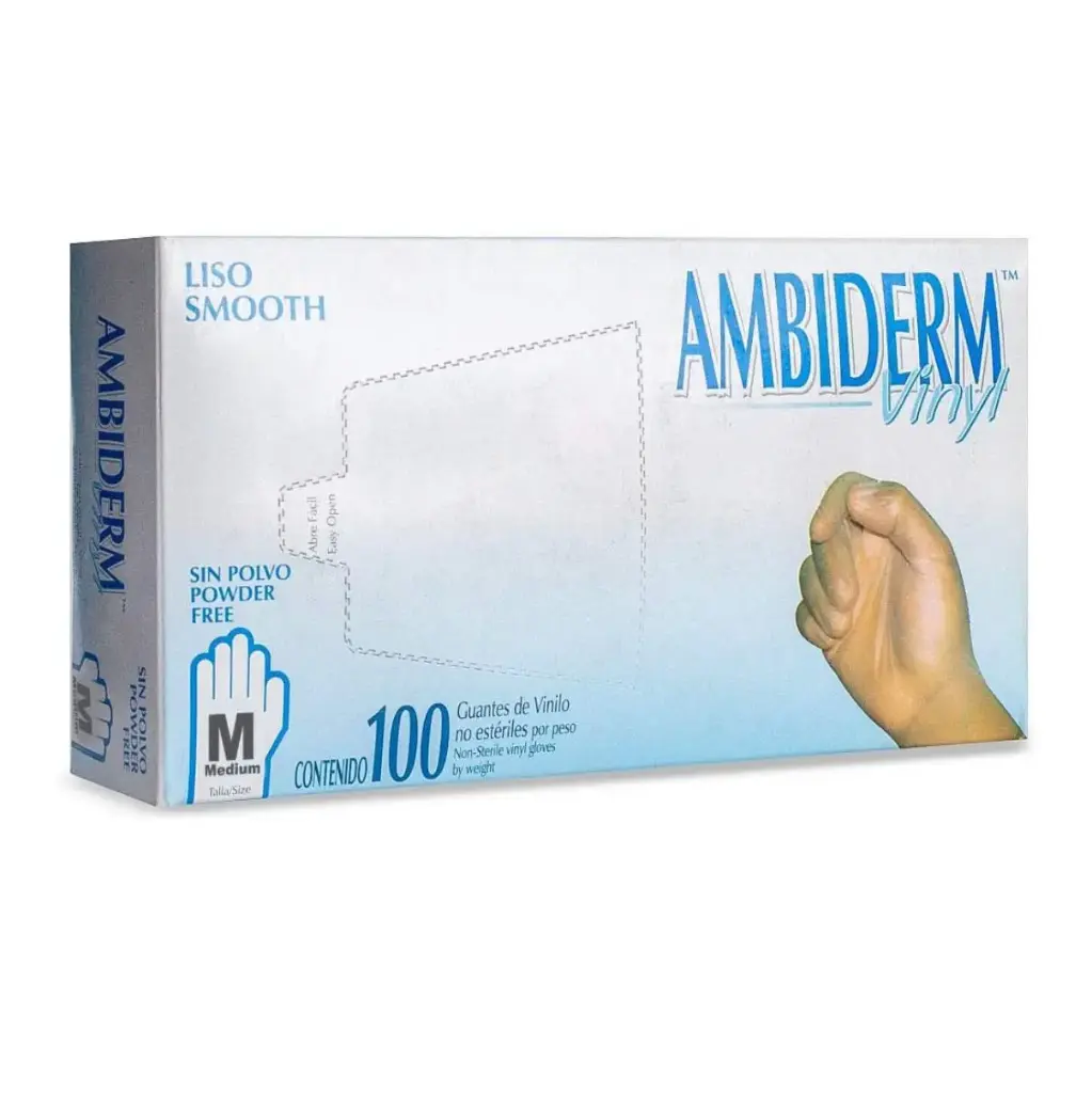 GUANTE AMBIDERM VINYL LIBRE DE POLVO MEDIANO CAJA C/100