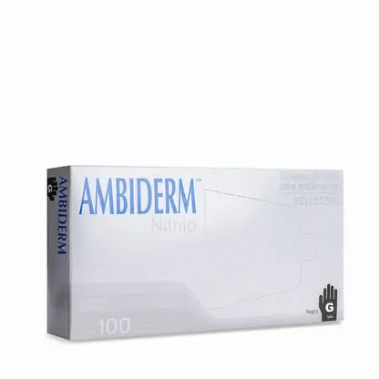 GUANTE AMBIDERM NITRILO NEGRO GRANDE CAJA C/100 PZAS