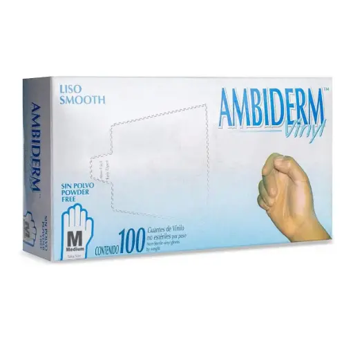 GUANTE AMBIDERM VINYL LIBRE DE POLVO MEDIANO CAJA C/100