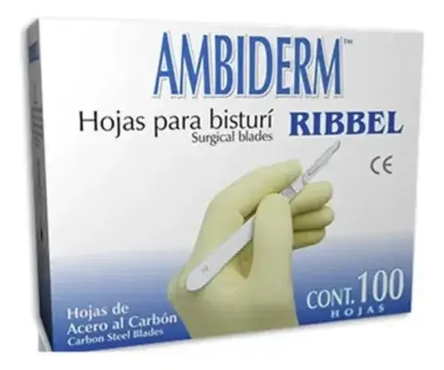 HOJA PARA VISTURI ACERO AL CARBON  AMBIDERM #15 CON 100 PZ