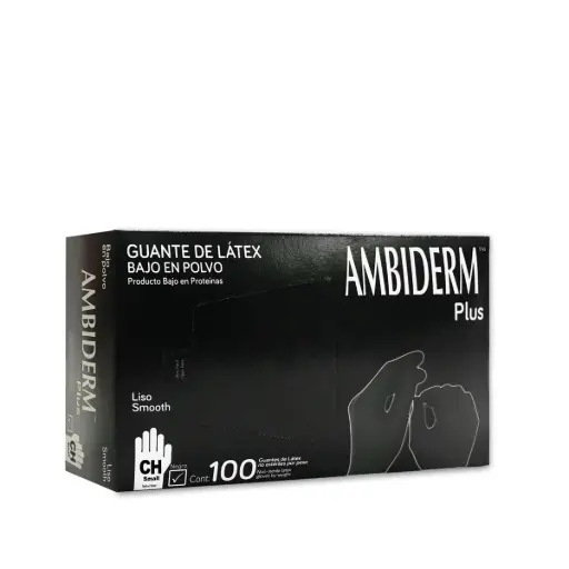GUANTE AMBIDERM PLUS LISO NEGRO CHICO CAJA/100 PZA