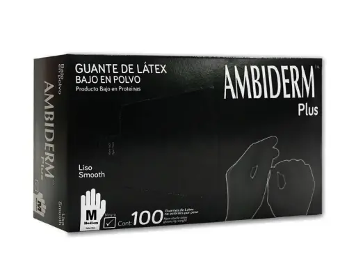GUANTE AMBIDERM PLUS LISO NEGRO MEDIANO CAJA/100 PZA