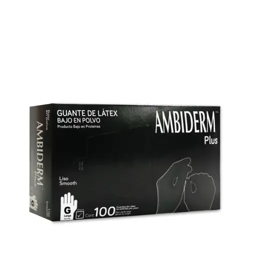 GUANTE AMBIDERM PLUS LISO NEGRO GRANDE CAJA/100 PZA
