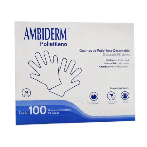 GUANTE AMBIDERM POLIETILENO MEDIANO CAJA C/100 PZAS
