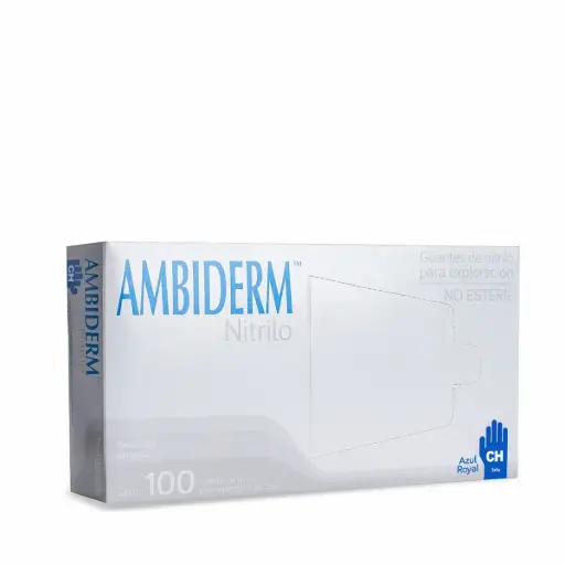 GUANTE AMBIDERM NITRILO AZUL CHICO CAJA C/100 PZA